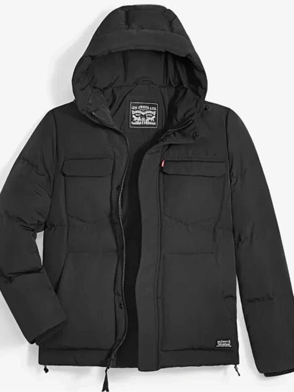 Levi's Men's Black Hooded Puffer Jacket